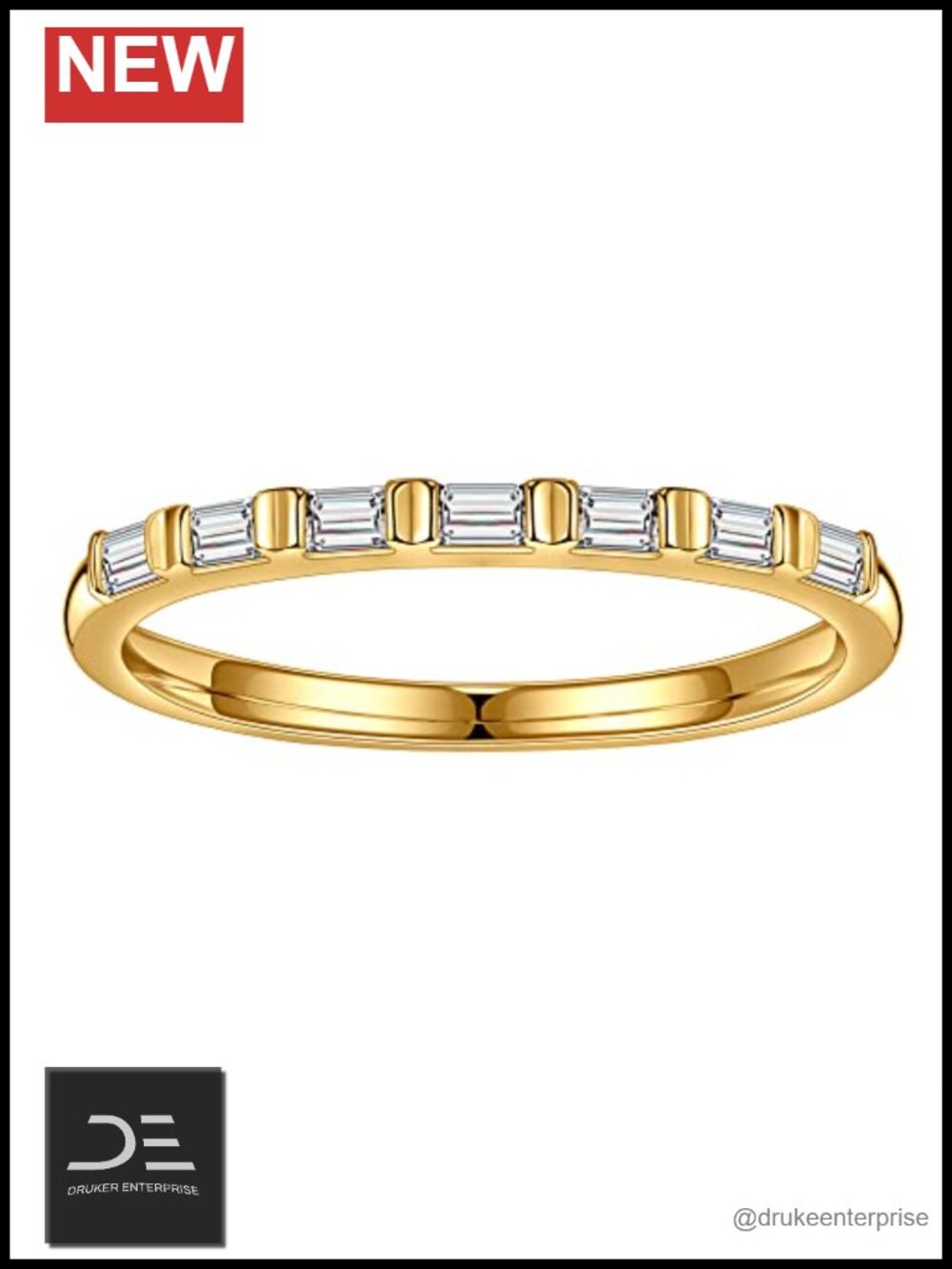 2MM Baguette Moissanite Wedding Band 925 Sterling Silver Half Eternity Ring
